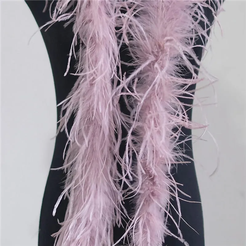 2m Ostrich Feather Fur Trim Strips Strap Scarf Coats Collar Decorative Accessories