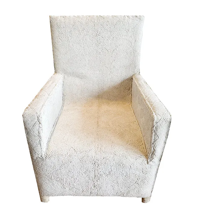 African Beaded Chair in White Floral