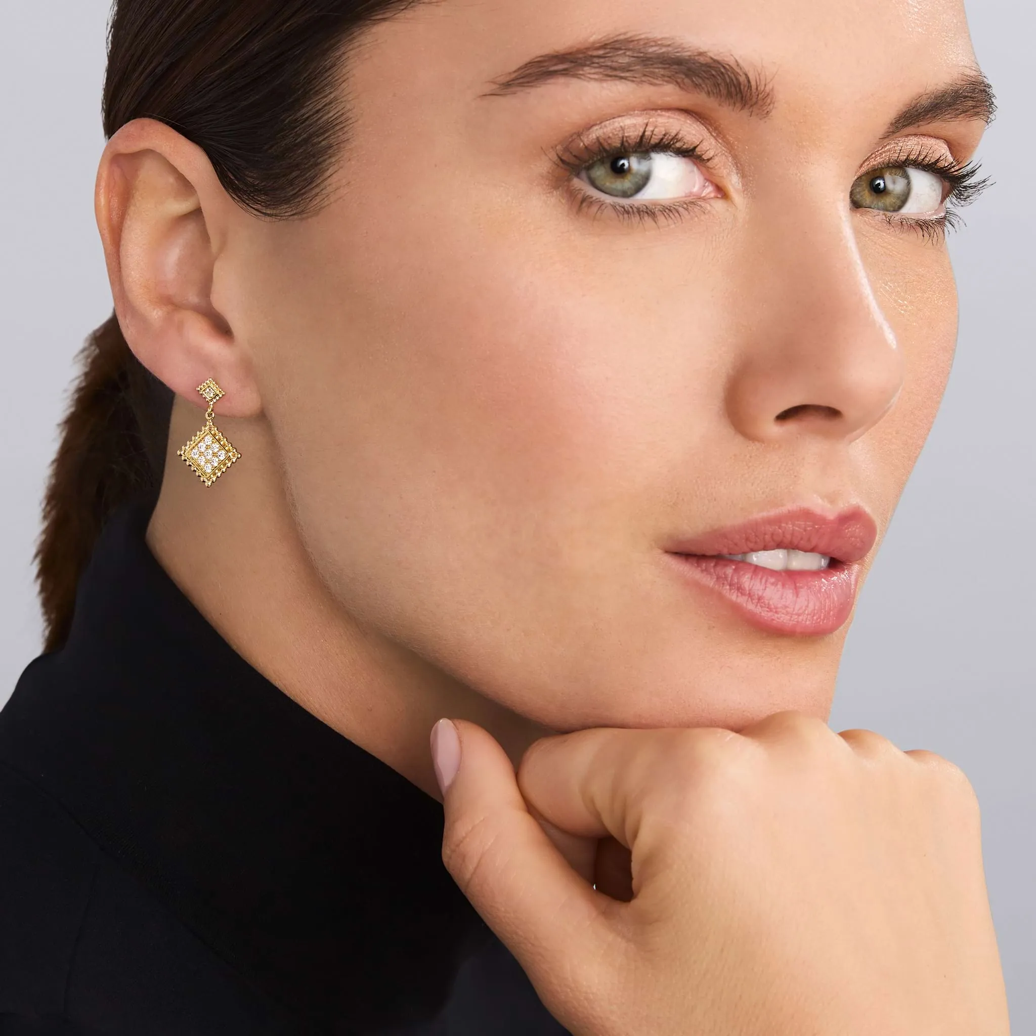 Covet 18K Gold Diamond Drop Earrings
