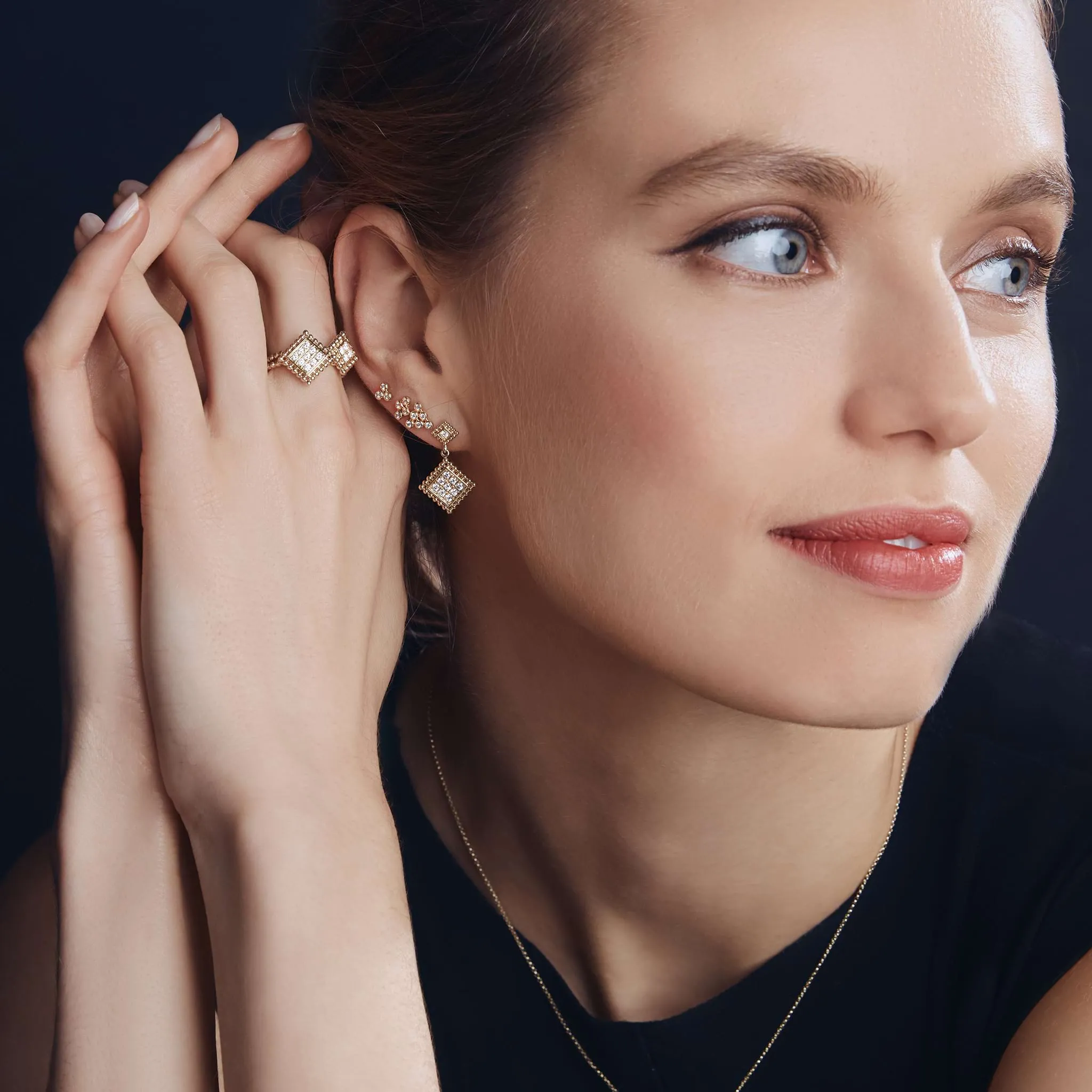 Covet 18K Gold Diamond Drop Earrings