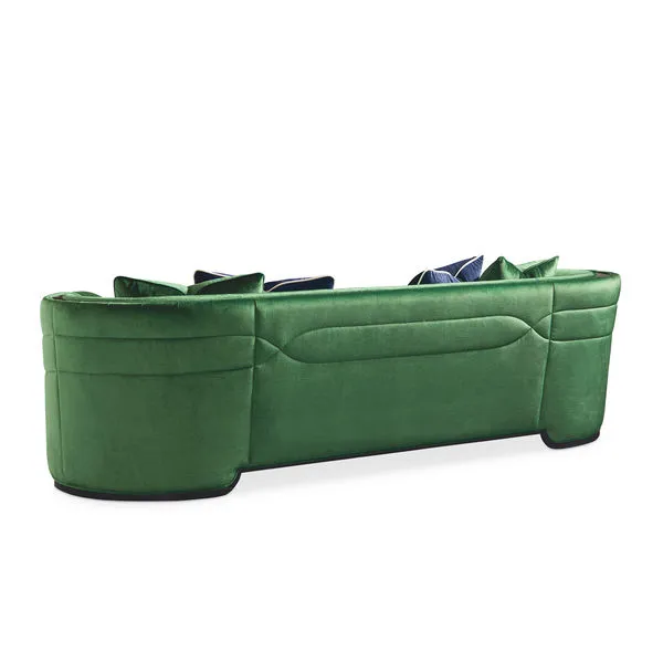 Emerald & Navy Velvet Curved Sofa - Custom Sizes