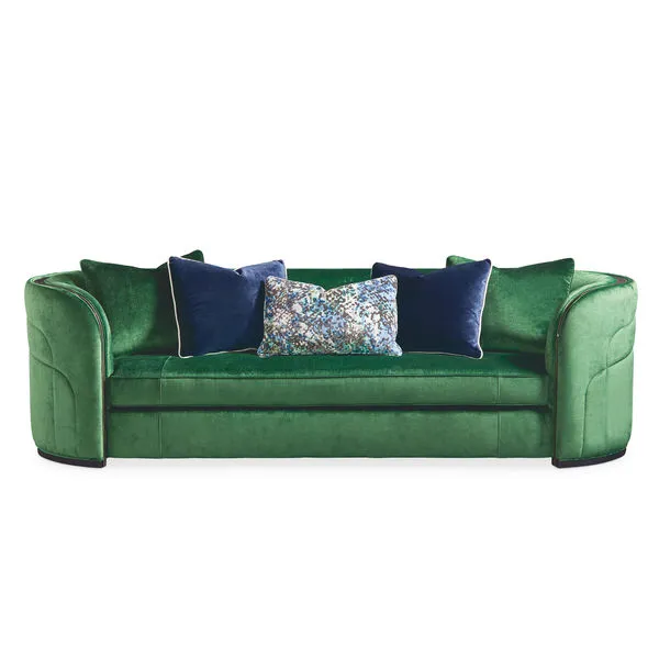 Emerald & Navy Velvet Curved Sofa - Custom Sizes