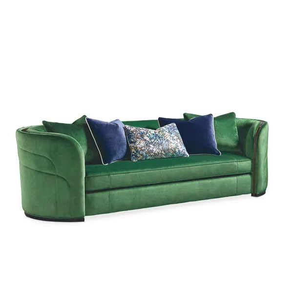 Emerald & Navy Velvet Curved Sofa - Custom Sizes