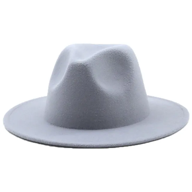 Fedoras women&#39;s Hat Big Brim Autumn Solid Formal Dress Wedding Woman Hat Camel Black White Fedora Felted Classic Cap Winter Hats