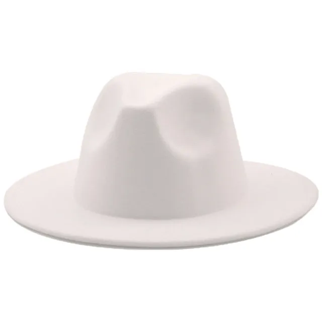 Fedoras women&#39;s Hat Big Brim Autumn Solid Formal Dress Wedding Woman Hat Camel Black White Fedora Felted Classic Cap Winter Hats