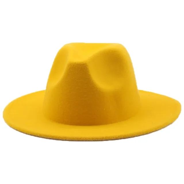 Fedoras women&#39;s Hat Big Brim Autumn Solid Formal Dress Wedding Woman Hat Camel Black White Fedora Felted Classic Cap Winter Hats