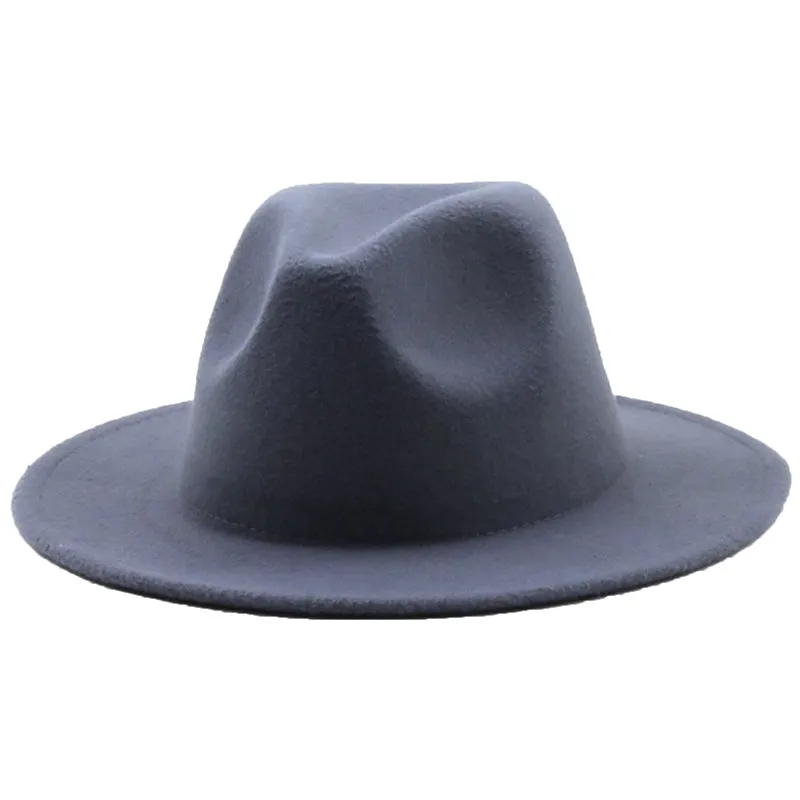 Fedoras women&#39;s Hat Big Brim Autumn Solid Formal Dress Wedding Woman Hat Camel Black White Fedora Felted Classic Cap Winter Hats