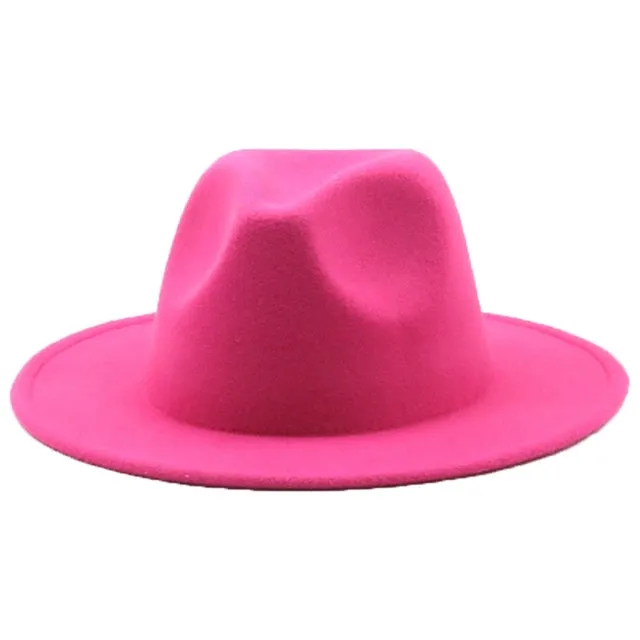Fedoras women&#39;s Hat Big Brim Autumn Solid Formal Dress Wedding Woman Hat Camel Black White Fedora Felted Classic Cap Winter Hats