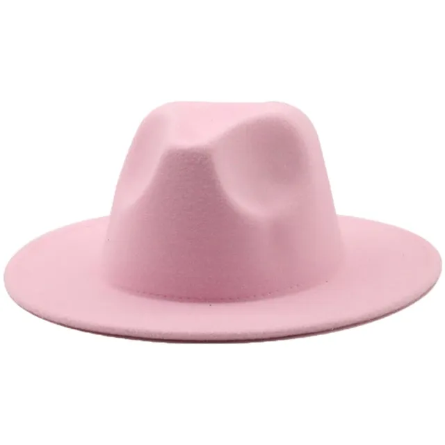 Fedoras women&#39;s Hat Big Brim Autumn Solid Formal Dress Wedding Woman Hat Camel Black White Fedora Felted Classic Cap Winter Hats