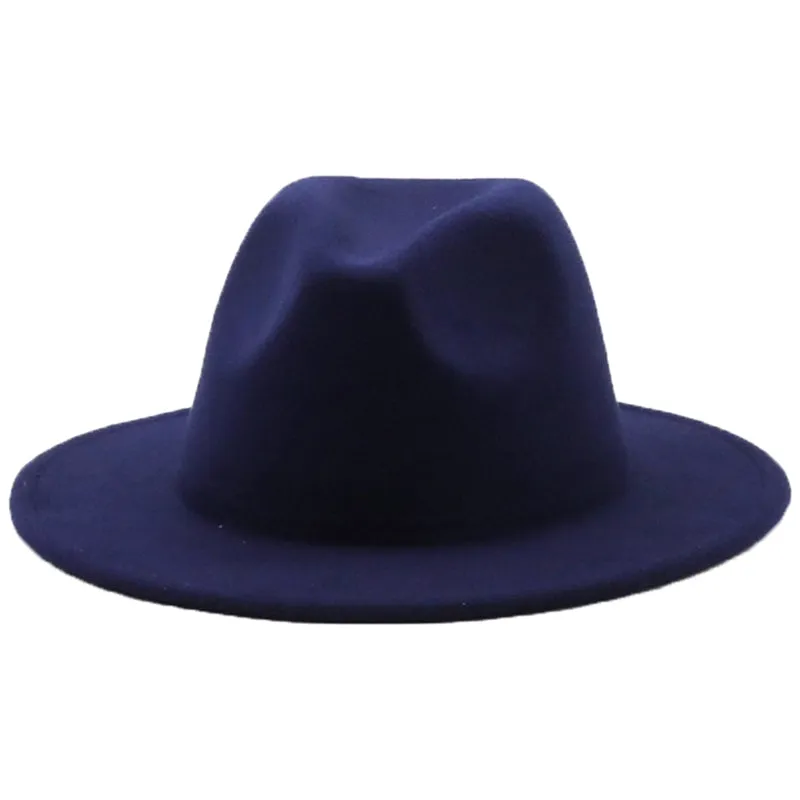Fedoras women&#39;s Hat Big Brim Autumn Solid Formal Dress Wedding Woman Hat Camel Black White Fedora Felted Classic Cap Winter Hats