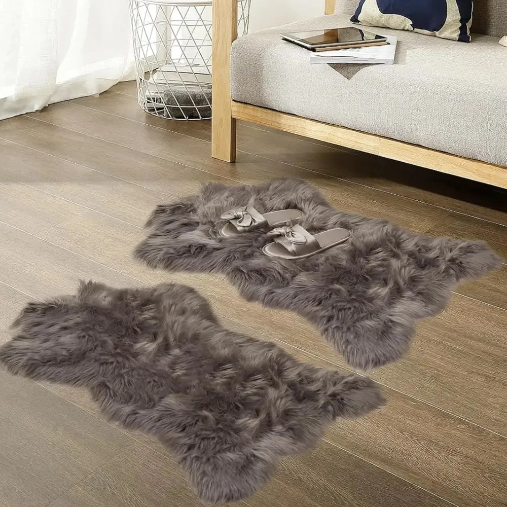 Fluffy Faux Sheepskin Fur Area Rug for Living Room