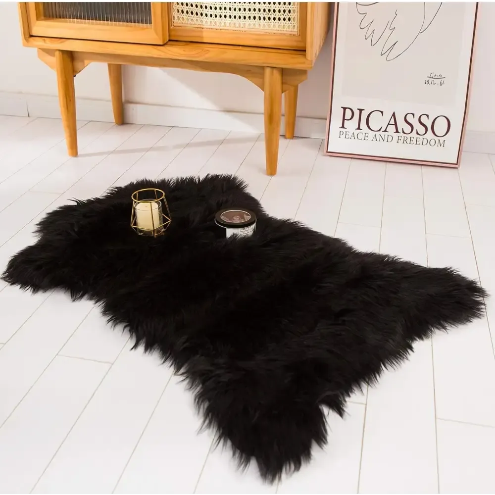 Fluffy Faux Sheepskin Fur Area Rug for Living Room