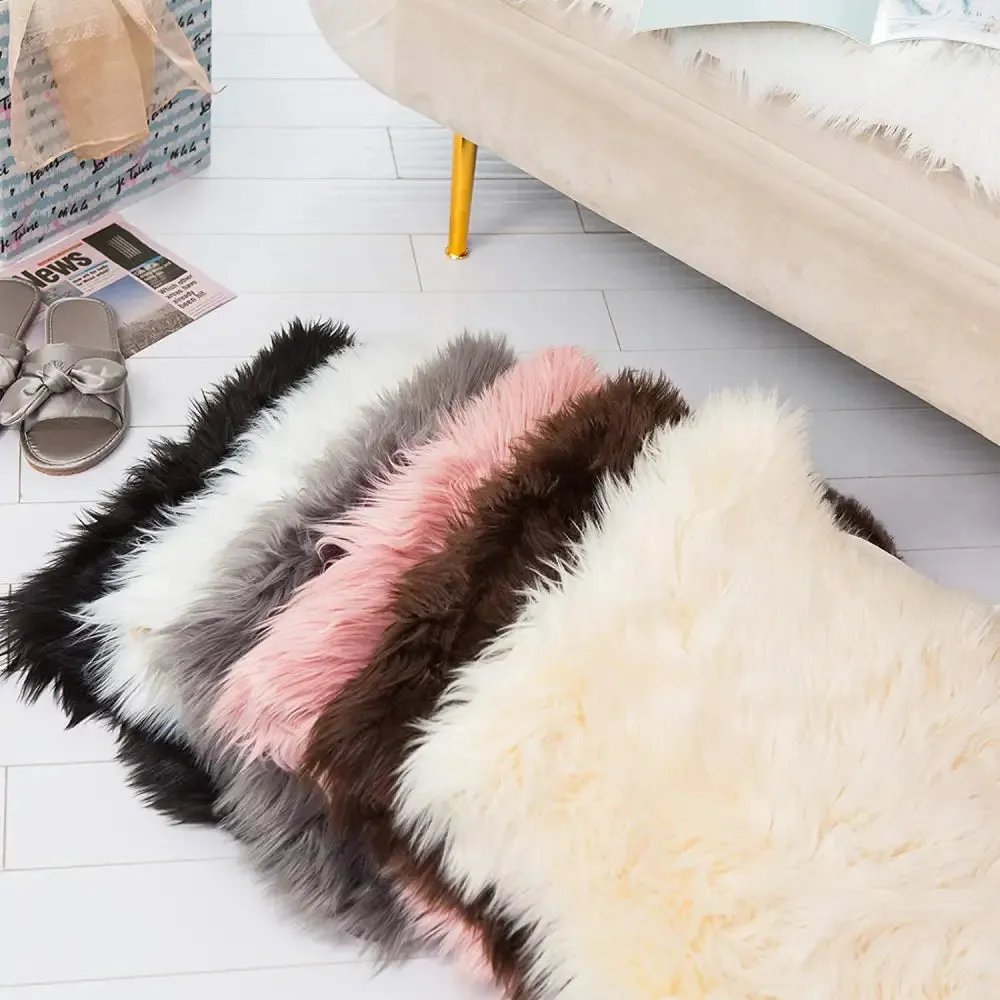 Fluffy Faux Sheepskin Fur Area Rug for Living Room
