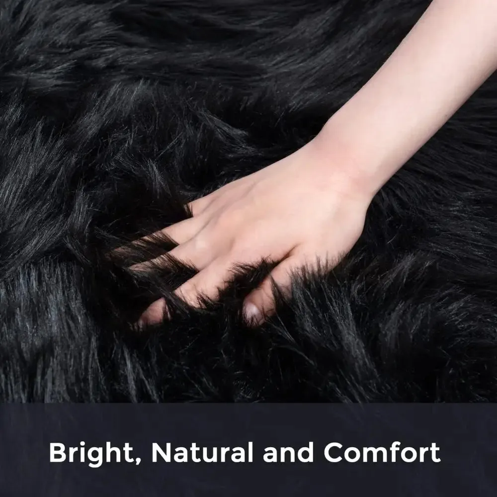 Fluffy Faux Sheepskin Fur Area Rug for Living Room