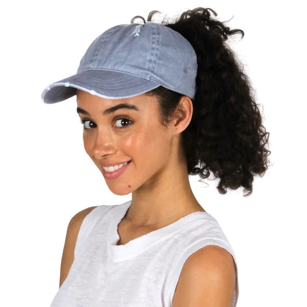 Kelly Distressed Cotton Ponyflo® Cap