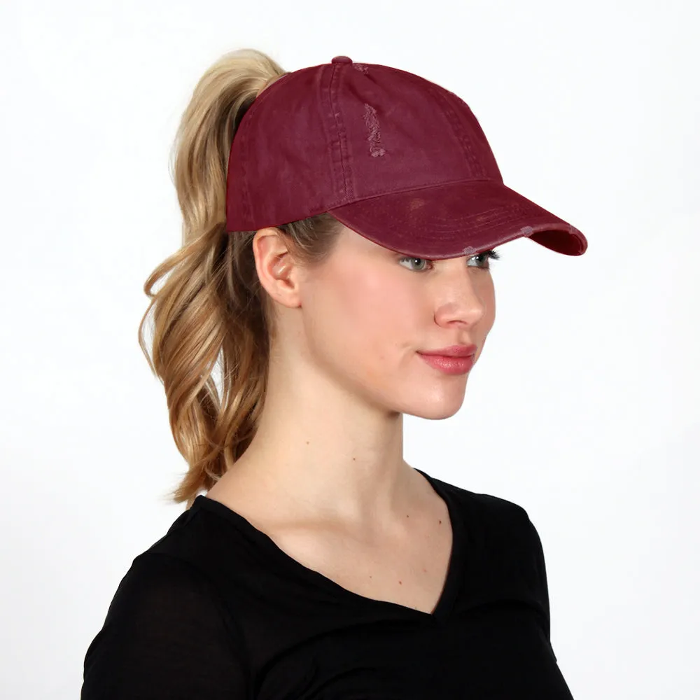 Kelly Distressed Cotton Ponyflo® Cap