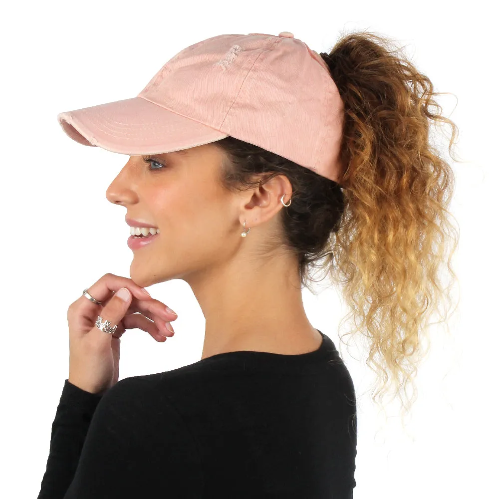 Kelly Distressed Cotton Ponyflo® Cap