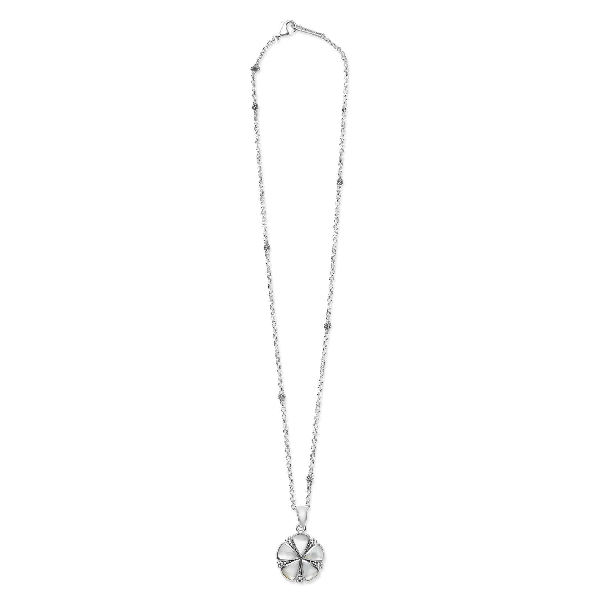 Maya Mother of Pearl Flower Pendant Necklace