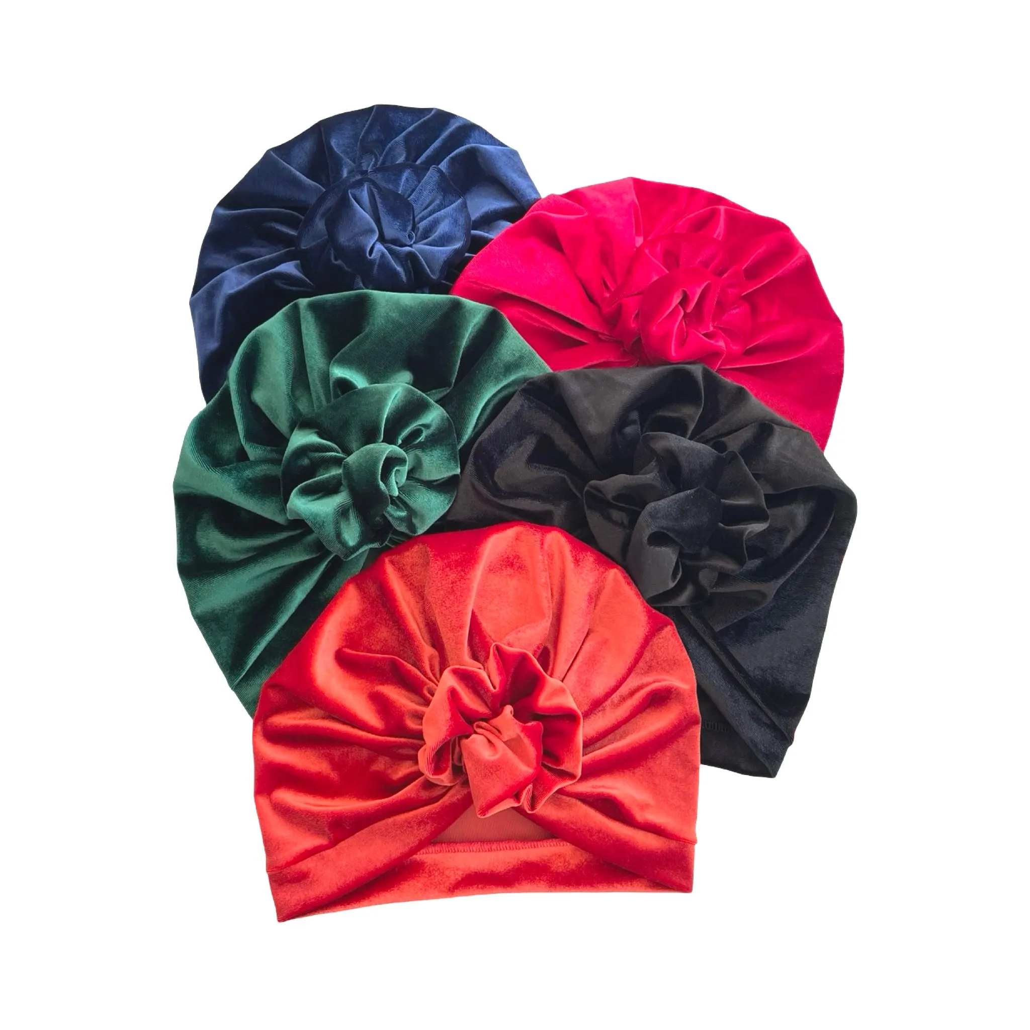 Navy Blue Velvet Rosette Knot Turban Hat