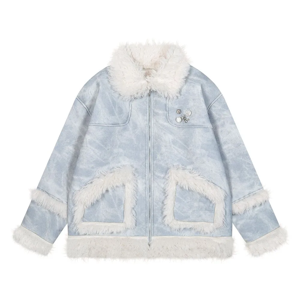 【NOW TREND】Retro Suede Fur Collar Coat