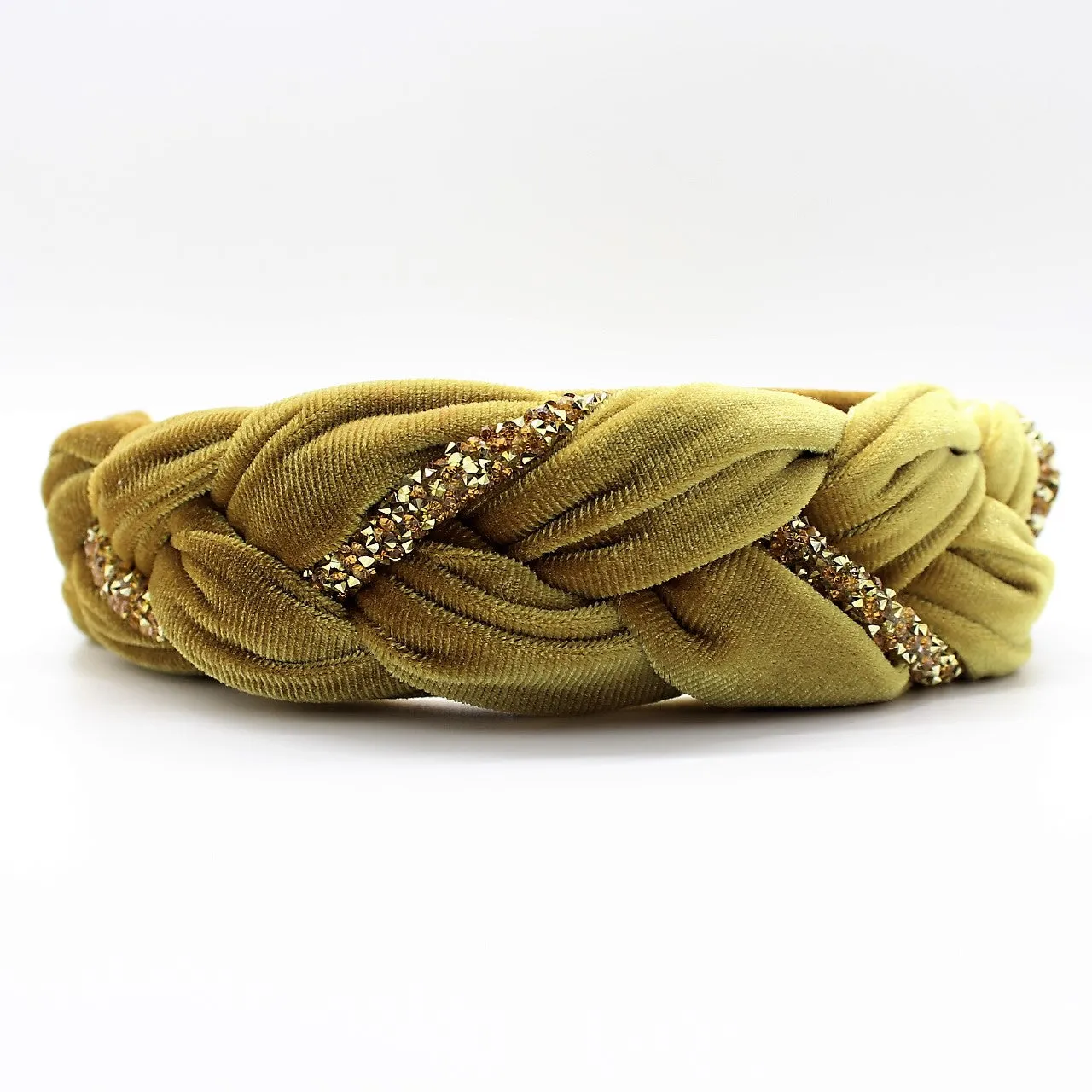Olive Velvet and Rhinestones Headband