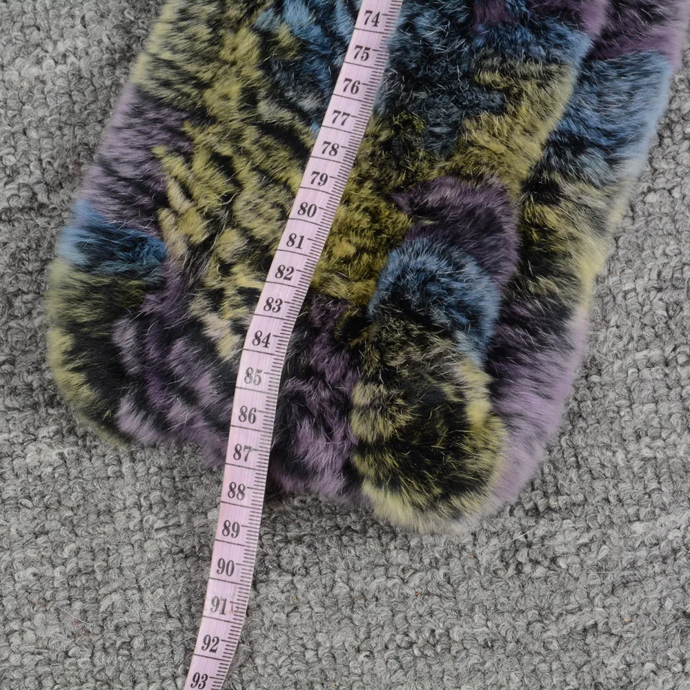 Real Rex Rabbit Fur Scarf Women Windproof Hat Luxury Multicolor Shawl