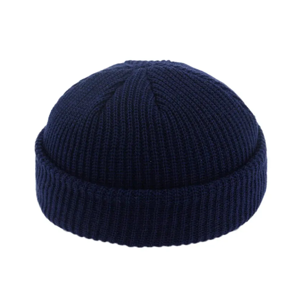 Retro Navy Beanie Knit Hat - Winter Warm Skullcap Sailor Cap