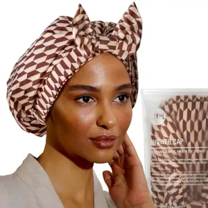 Reusable Shower Cap for Women Reusable Waterproof – Leakproof, Nonslip Hair Cap for Shower w/Comfy Flexiband – Soft, Breathable, Durable Shower Caps by SMPL OBJECTS (Diamond)
