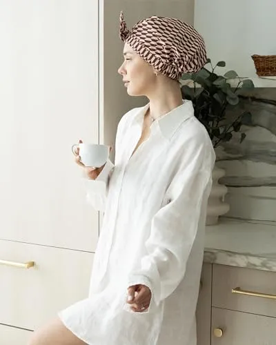 Reusable Shower Cap for Women Reusable Waterproof – Leakproof, Nonslip Hair Cap for Shower w/Comfy Flexiband – Soft, Breathable, Durable Shower Caps by SMPL OBJECTS (Diamond)