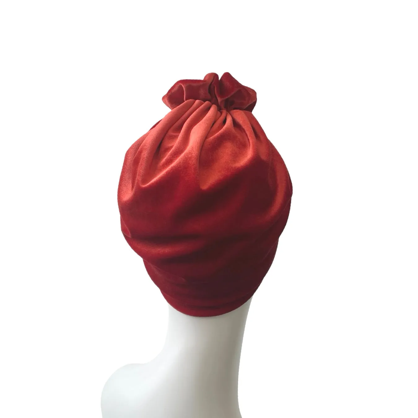Rust Orange Velvet Rosette Knot Turban Hat