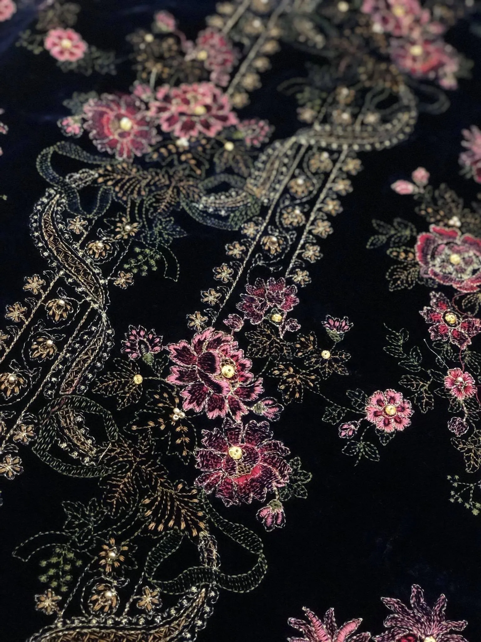 Sarinnah Premium 11 navy blue-Embroided Fine quality Velvet shawl.