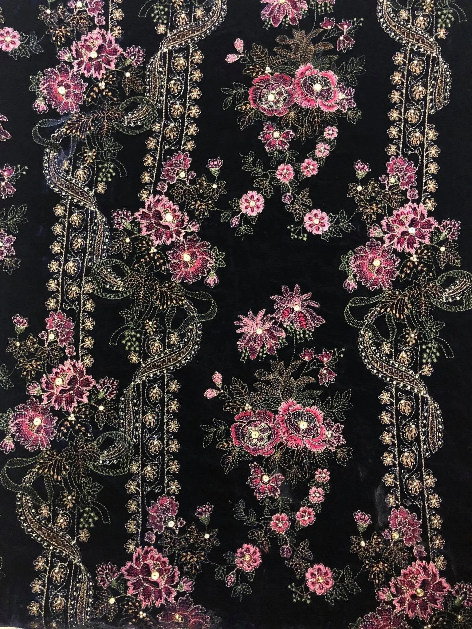 Sarinnah Premium 11 navy blue-Embroided Fine quality Velvet shawl.