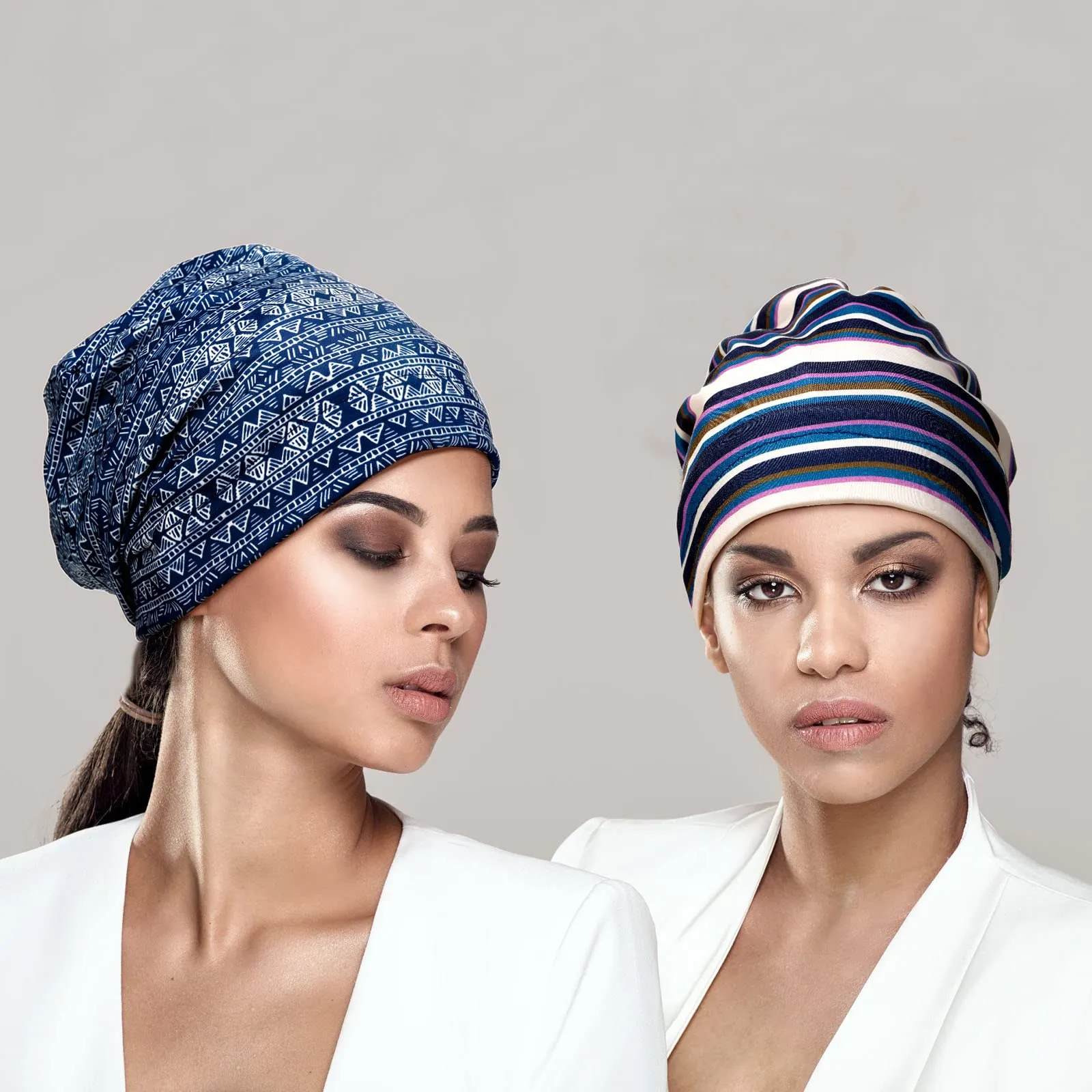 Sintege 6 Pcs Satin Lined Bonnet Sleep Cap for Women Men African Silk Soft Beanie Hair Sleep Wrap for Natural Curly Braids(Retro Patterns)